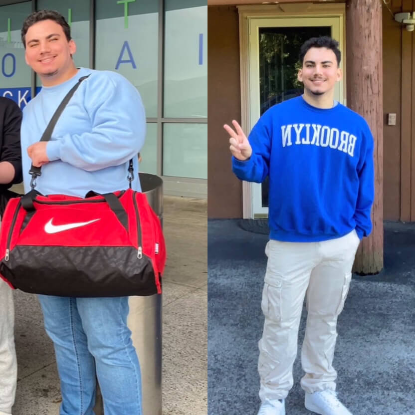 Before and after of a millennial male after a fitness program