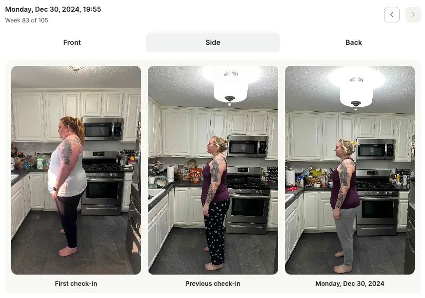 User interface of a client check-in system of uploaded images of a client